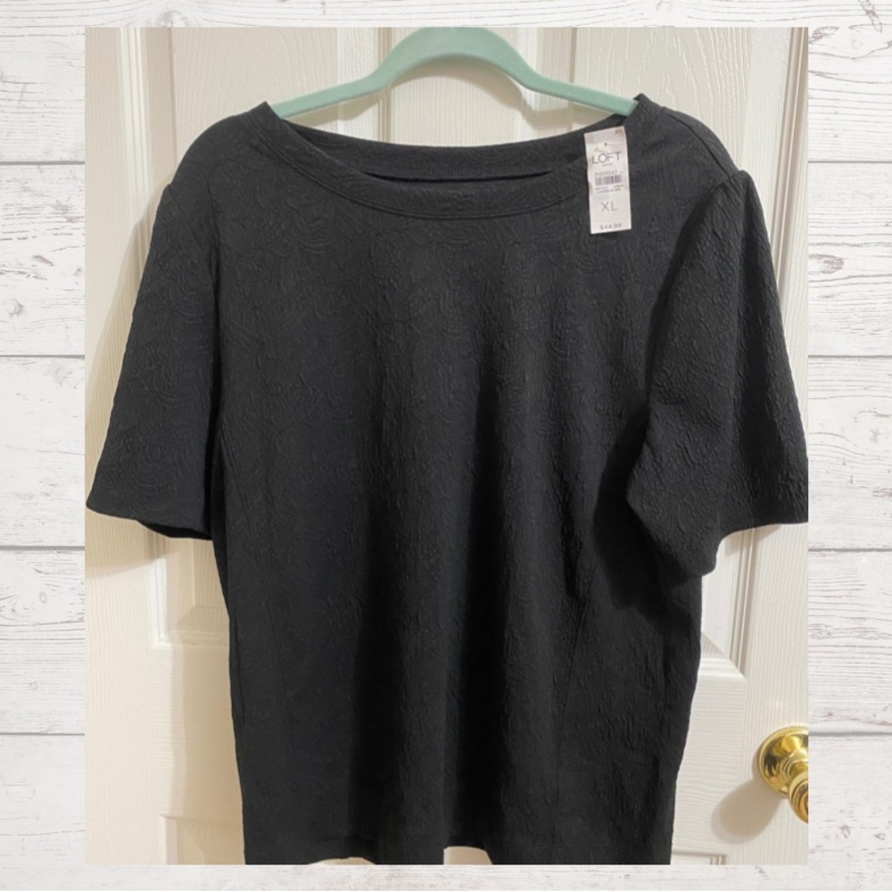 NWT Ann Taylor Loft black textured shirt XL